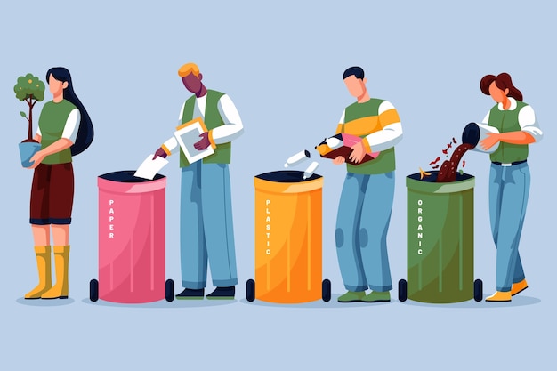 Free vector people recycling concept