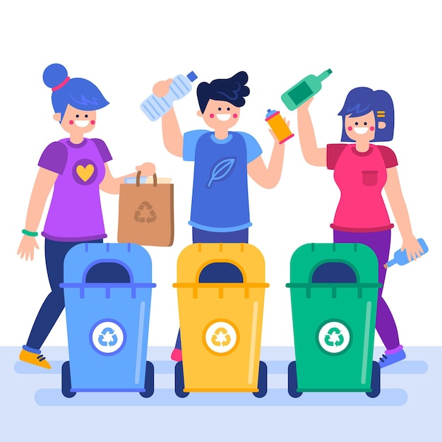 Free Vector people recycling concept