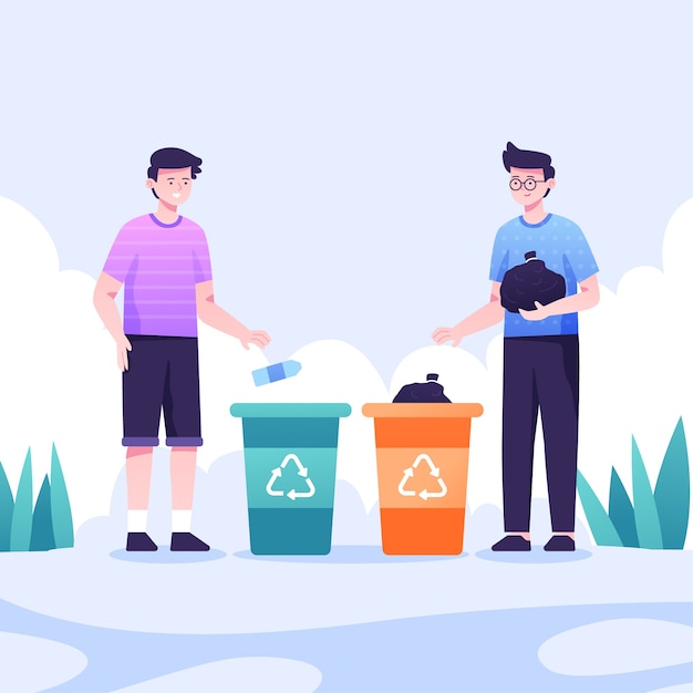 People recycling together concept