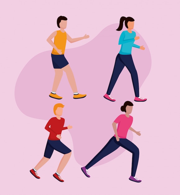 Free Vector people running activity