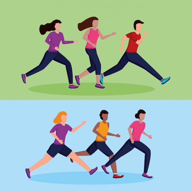 Free vector people running activity