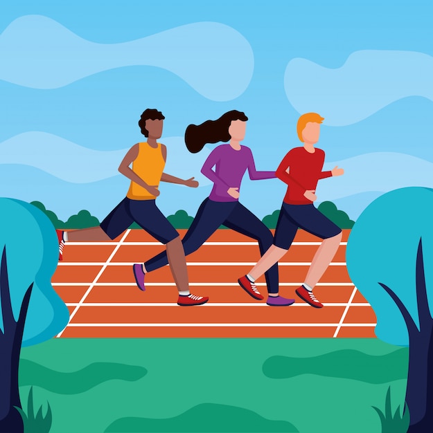 Free Vector people running activity