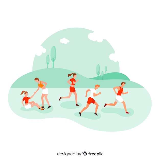 Free Vector people running a marathon race