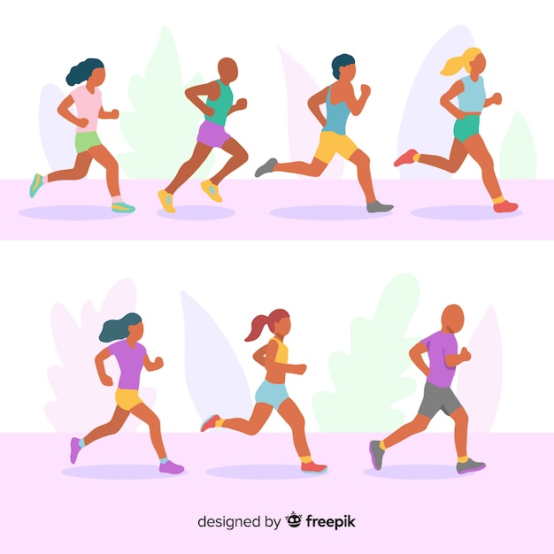 Free vector people running a marathon race