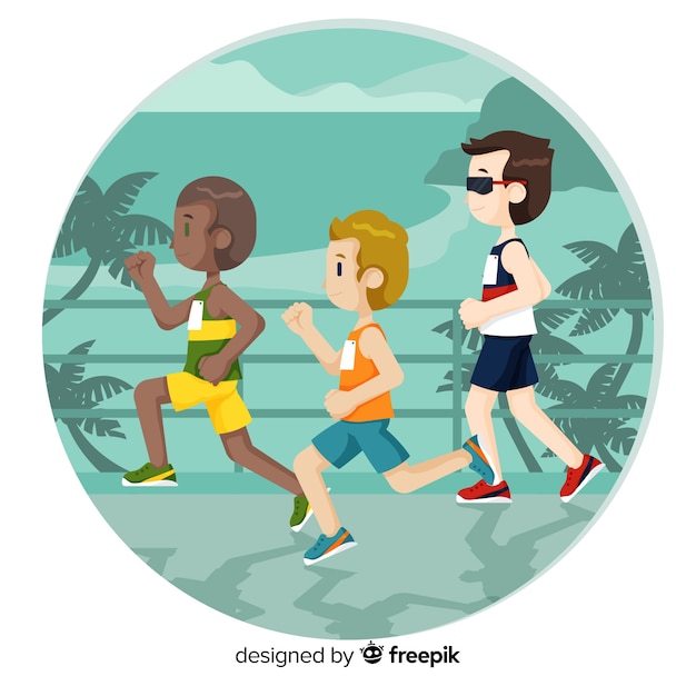 Free Vector people running a marathon race