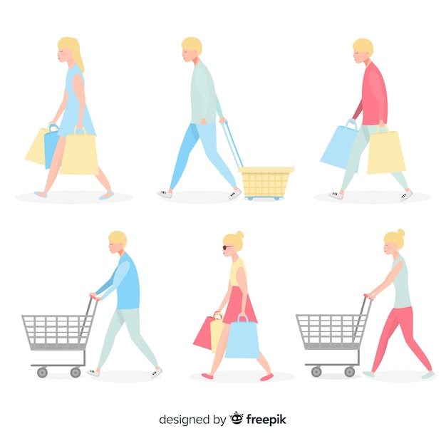 Free Vector people shopping collection