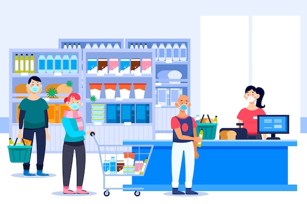 People shopping at the supermarket concept