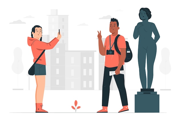 People sightseeing outdoors concept illustration