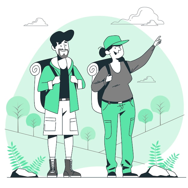 Free Vector people sightseeing outdoors concept illustration