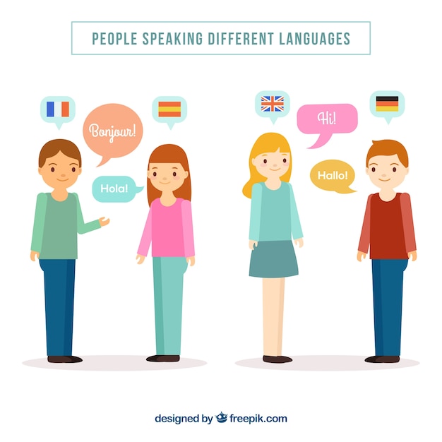 Free Vector people speaking different languages with flat design