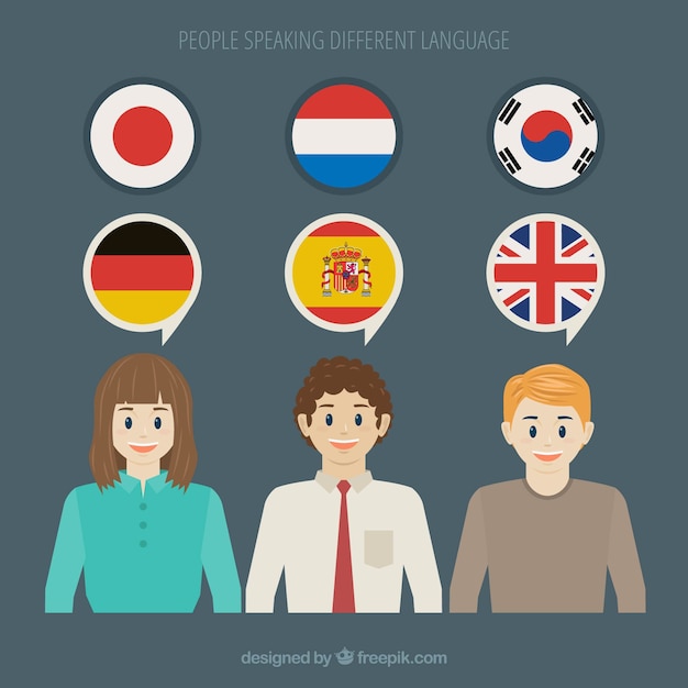 Free Vector people speaking different languages with flat design