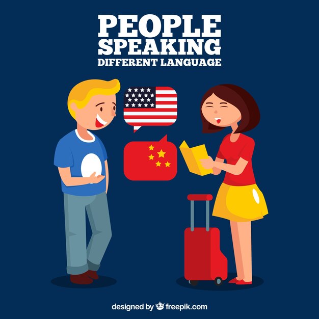 People speaking different languages with flat design