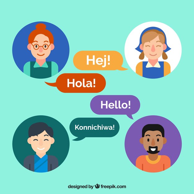 People speaking different languages with flat design