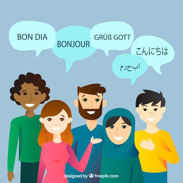 People speaking different languages with flat design