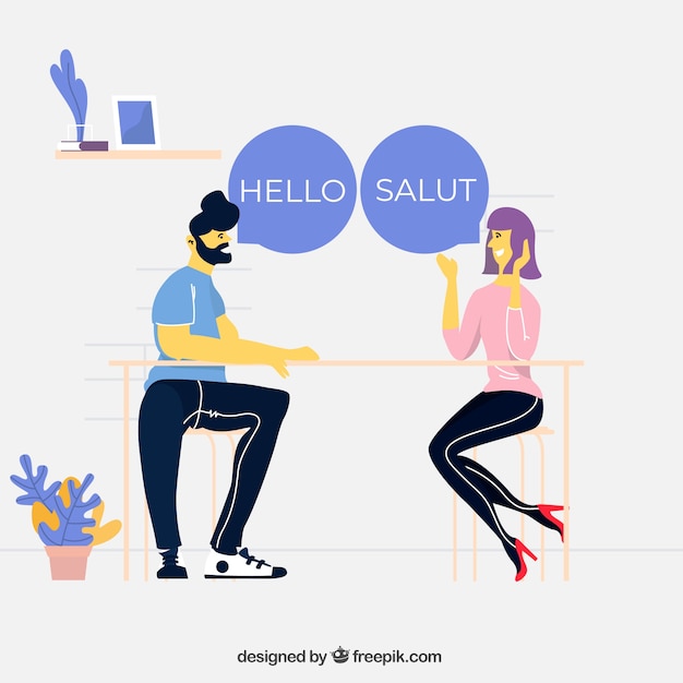 Free Vector people speaking in different languages