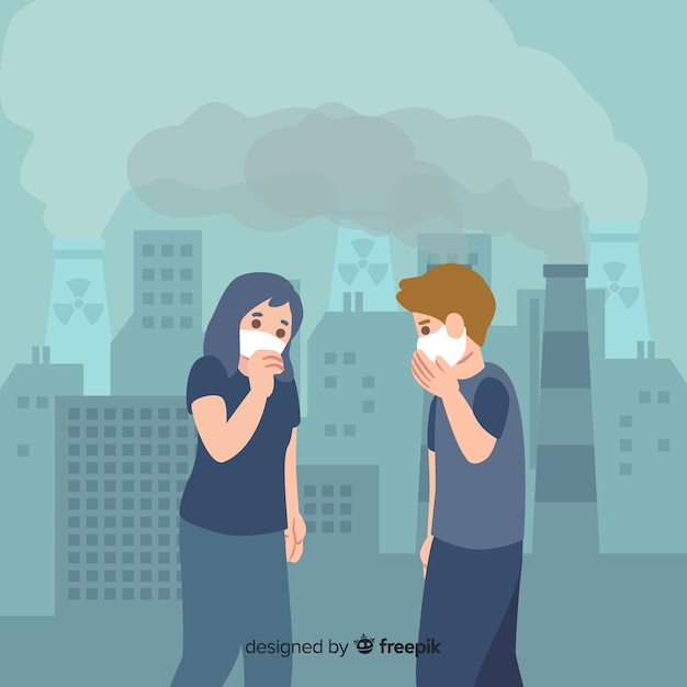 People suffering contamination flat background