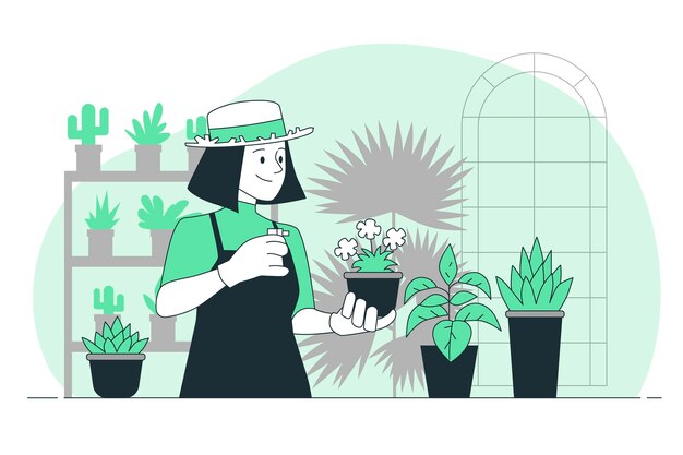 People taking care of plants concept illustration