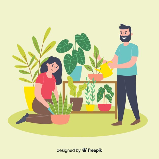 People taking care of plants