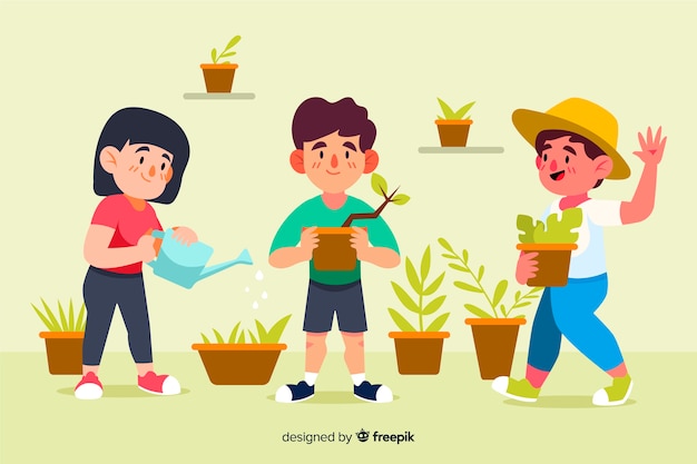 People taking care of plants