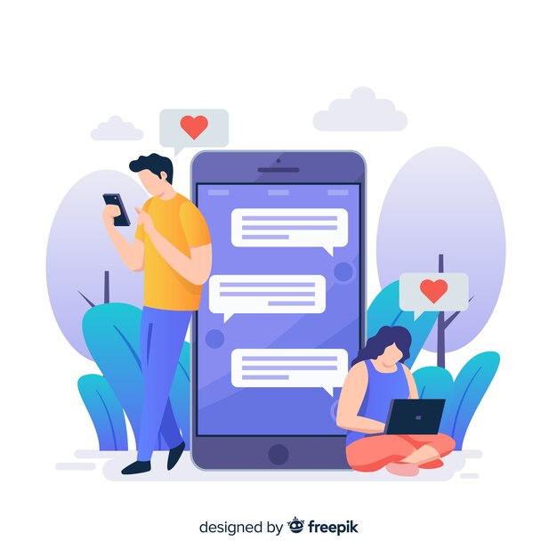 People talking on dating app concept illustration