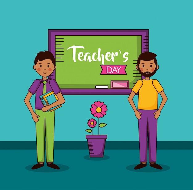 Free Vector people teachers day card