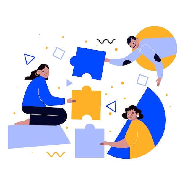 Free vector people teamworking in a project illustrated