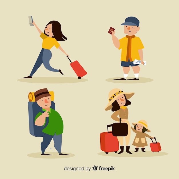 Free Vector people traveling in different positions  collection