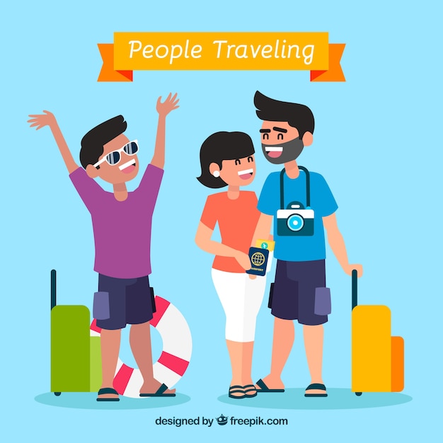 Free Vector people traveling in flat style