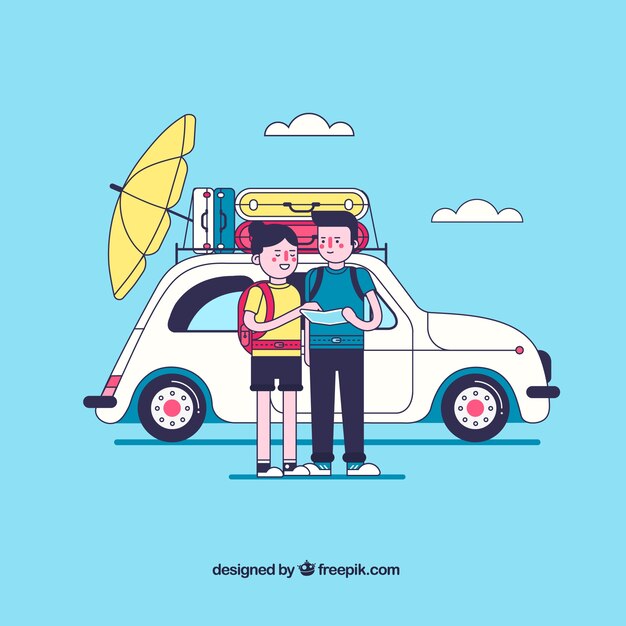 People travelling background in flat style