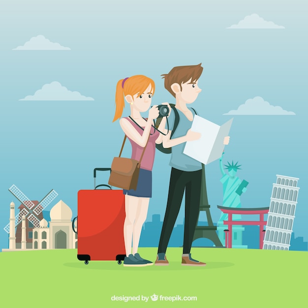 Free Vector people travelling background in flat style