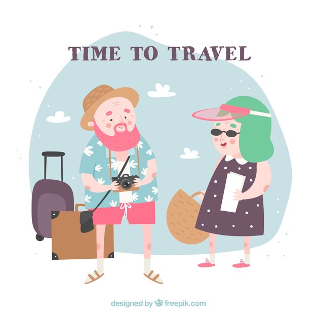 People travelling background in flat style