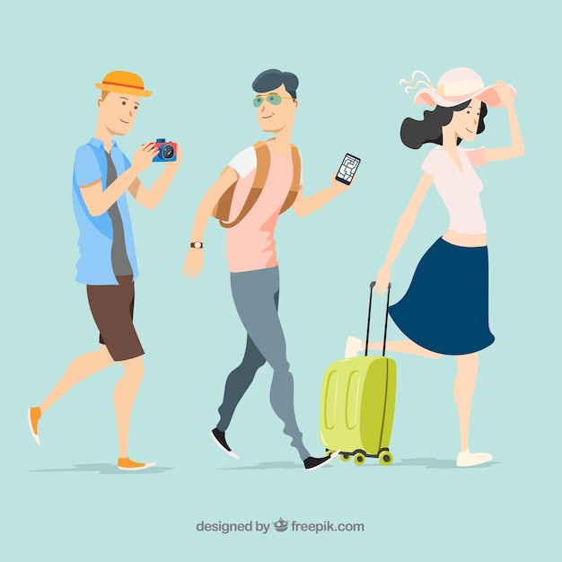 Free Vector people travelling background in flat style