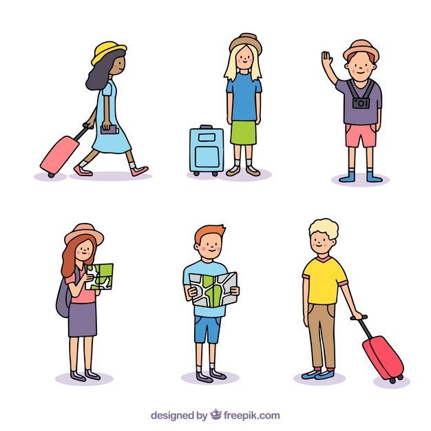 People travelling background in hand drawn style