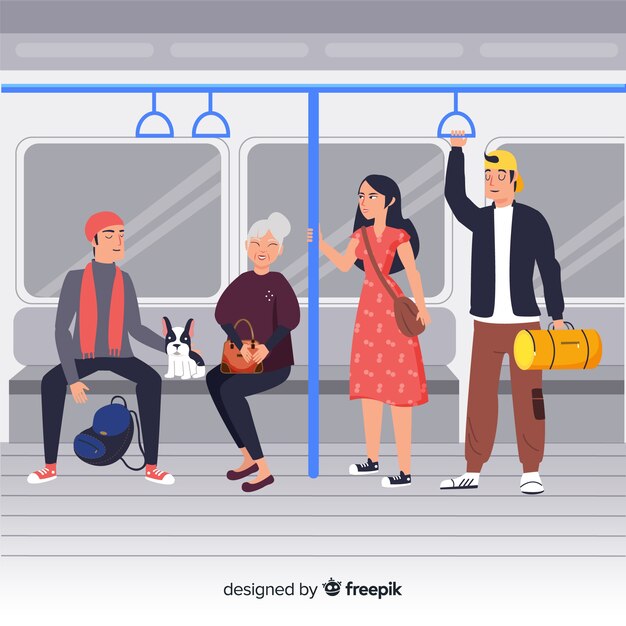 People using the subway background