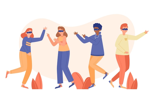 People using virtual reality glasses illustrated