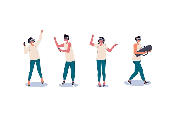 Free vector people using vr glasses