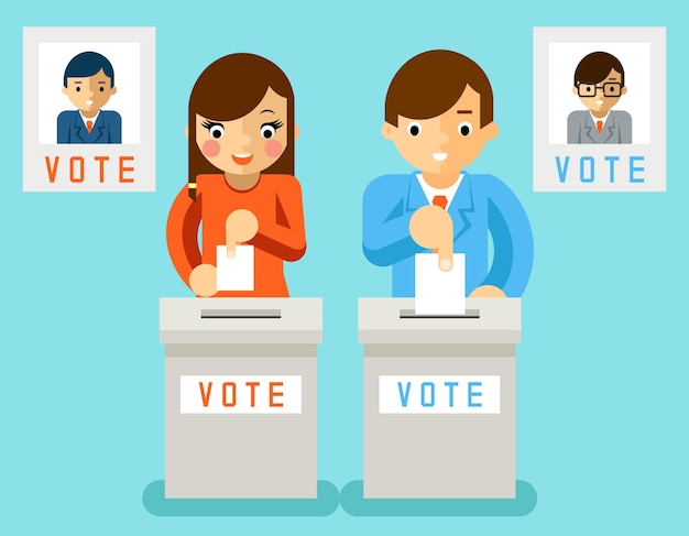 Free Vector people vote candidates of different parties. election voting, ballot and politics, choice democracy