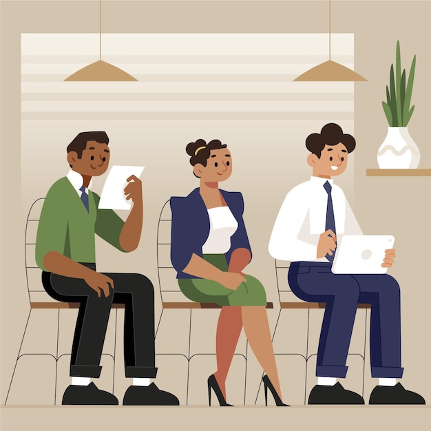 Free Vector people waiting job interview