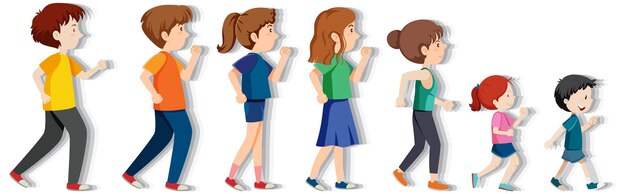 People walking backward cartoon