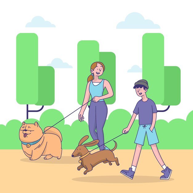 People walking the dog