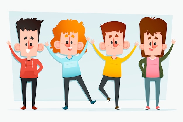 People waving hand illustration flat design