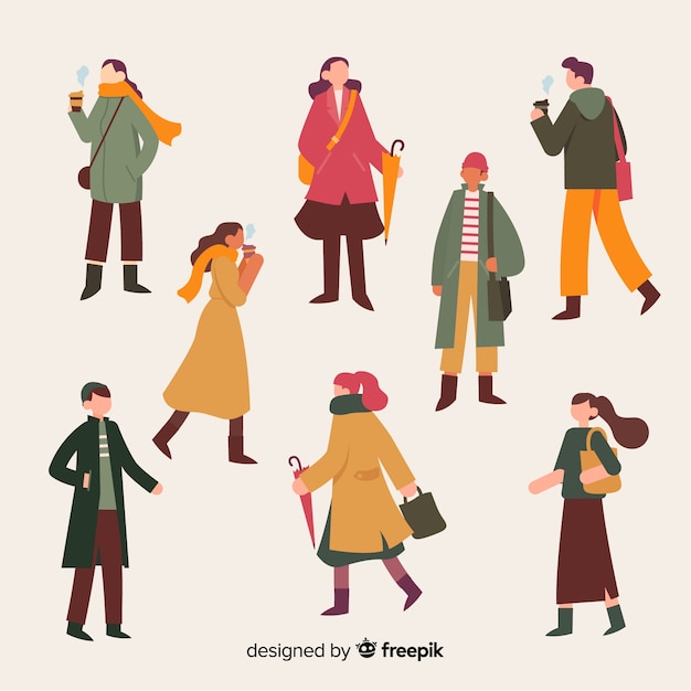 People wearing autumn clothes