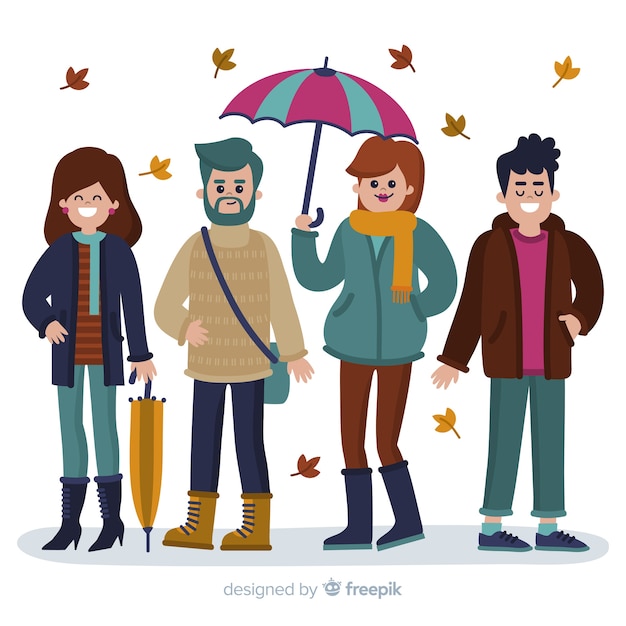 People wearing autumn clothes