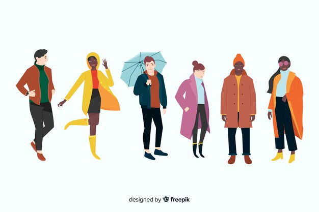 People wearing autumn clothes