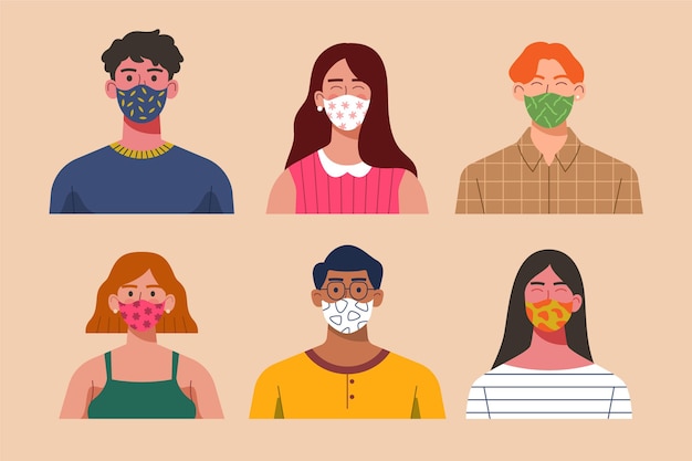 People wearing fabric face masks