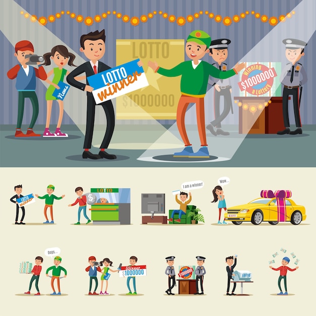 Free Vector people winning lottery collection