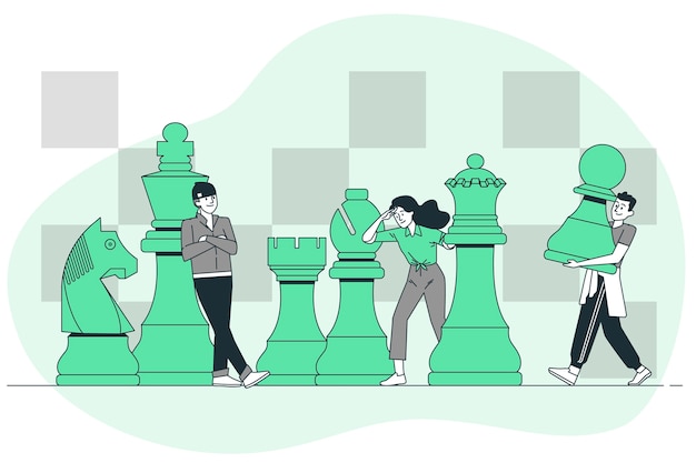 Free Vector people with chess pieces concept illustration