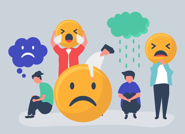 Free Vector people with depression and unhappiness