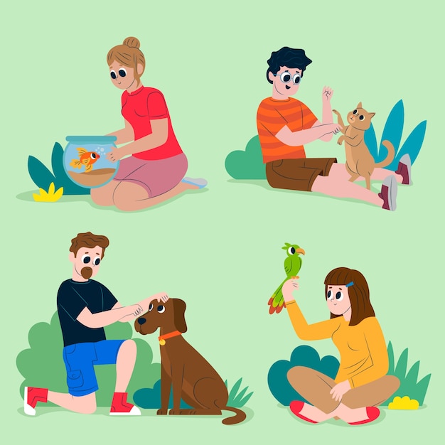 People with different pets design