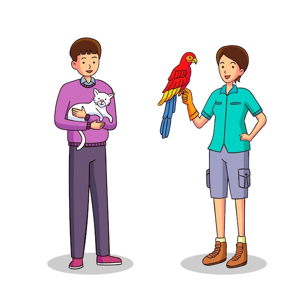 Free Vector people with different pets